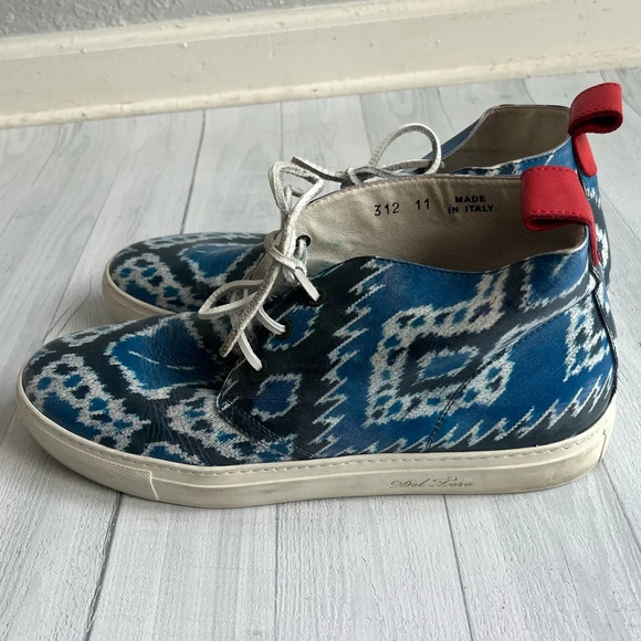 RARE Del Toro Blue Printed Leather Chukka Sneaker Size 11 - Picture 5 of 10